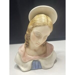 Vtg Hand Painted Italian Ceramic Madonna Mary‎ Porcelain Figure Figurine Italy